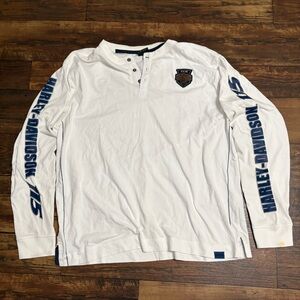 Harley-Davidson White Shirt with Blue Accents